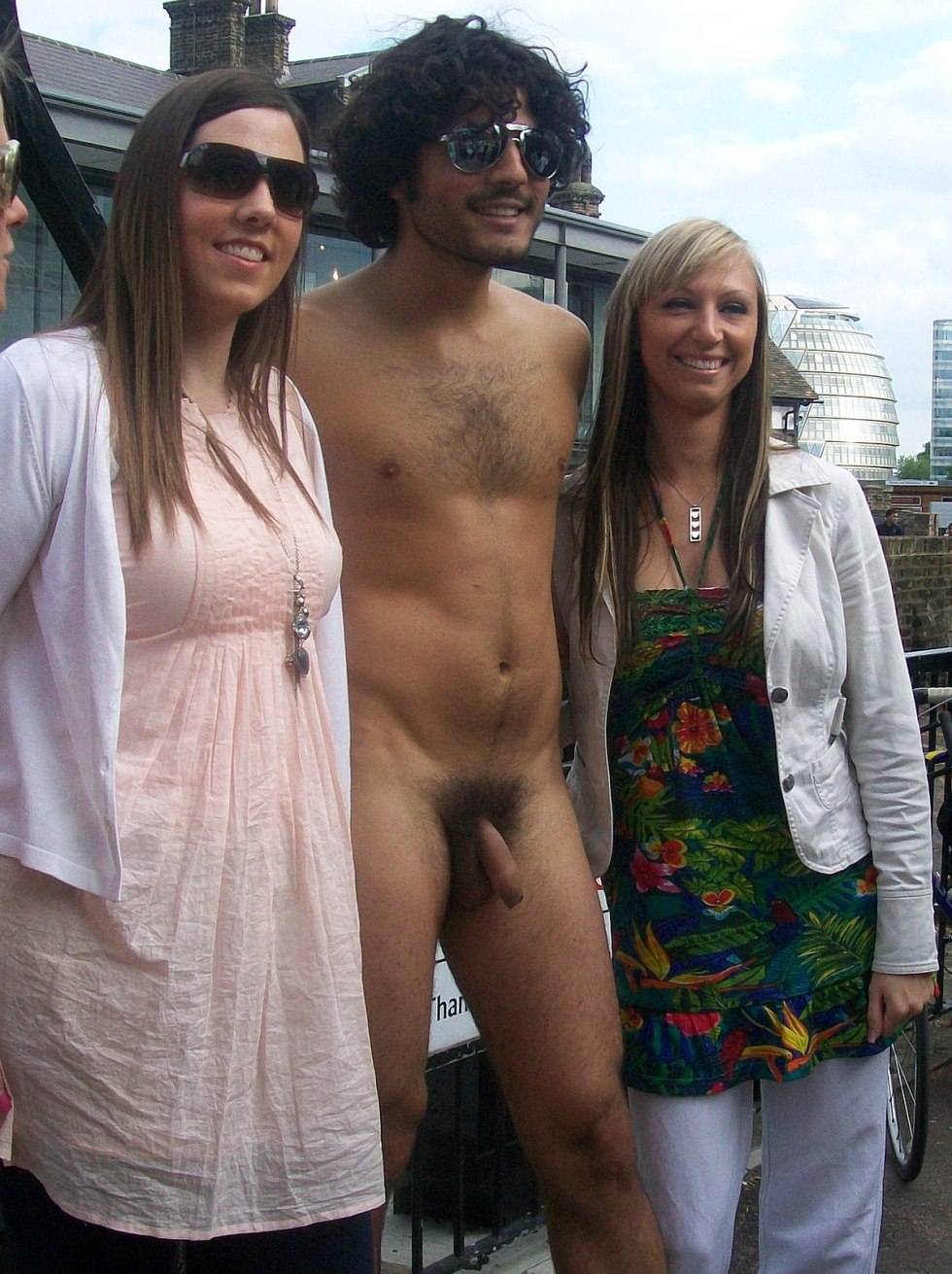 Naked man dressed woman