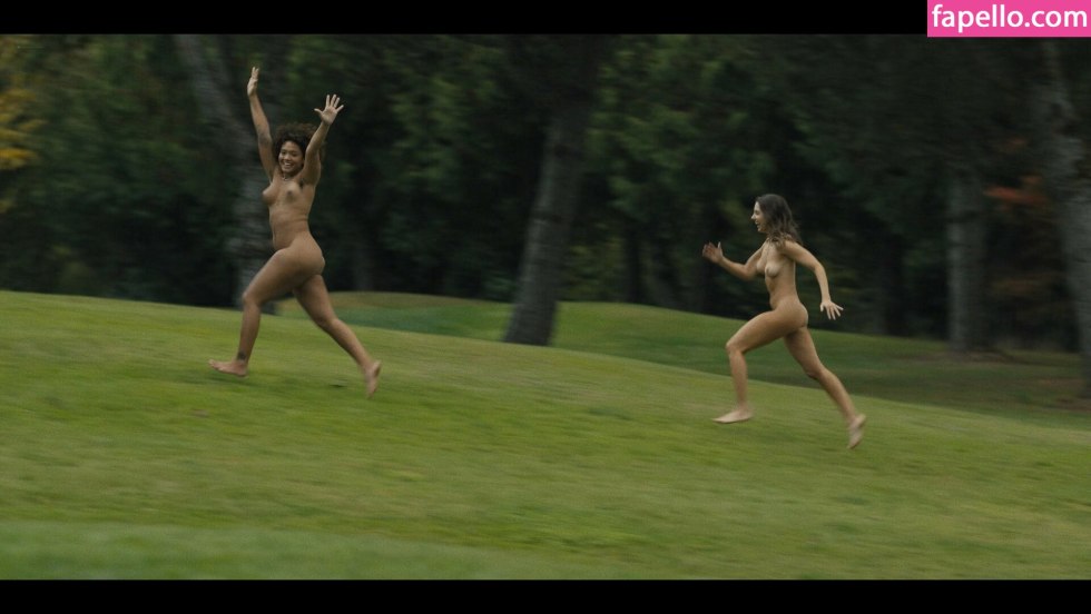 Naked women run around the room