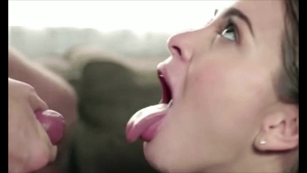 Beautiful member cums in the mouth of GIF
