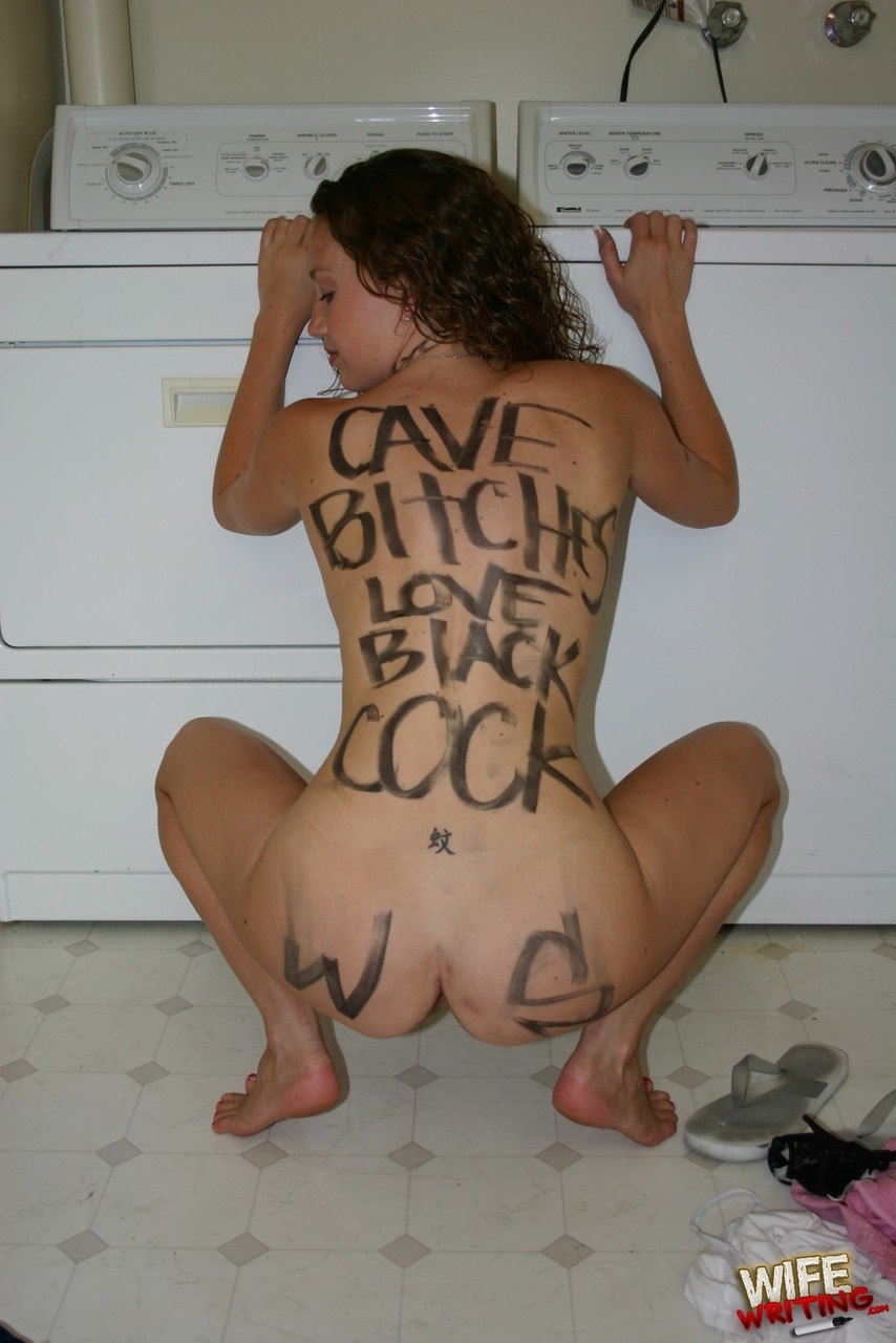Naked women with inscriptions on the body