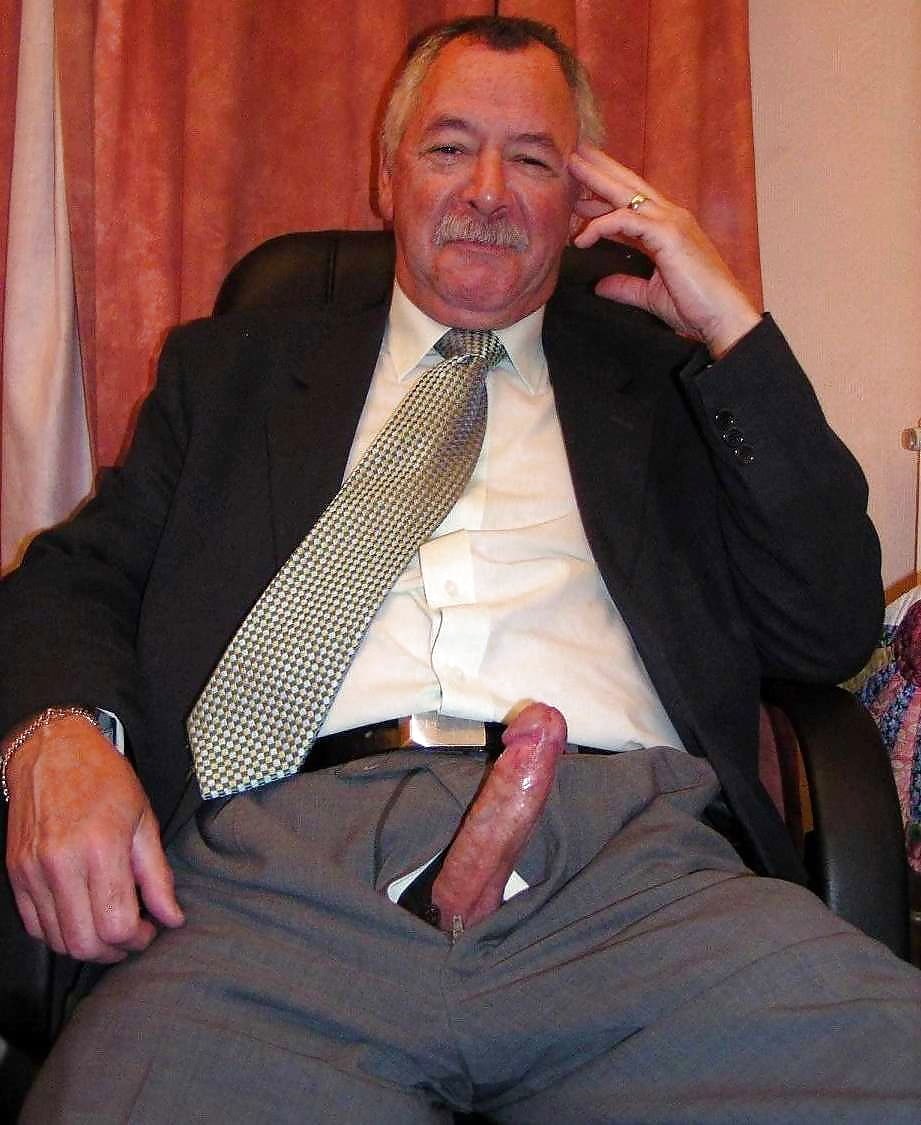 Old grandfather with a huge member