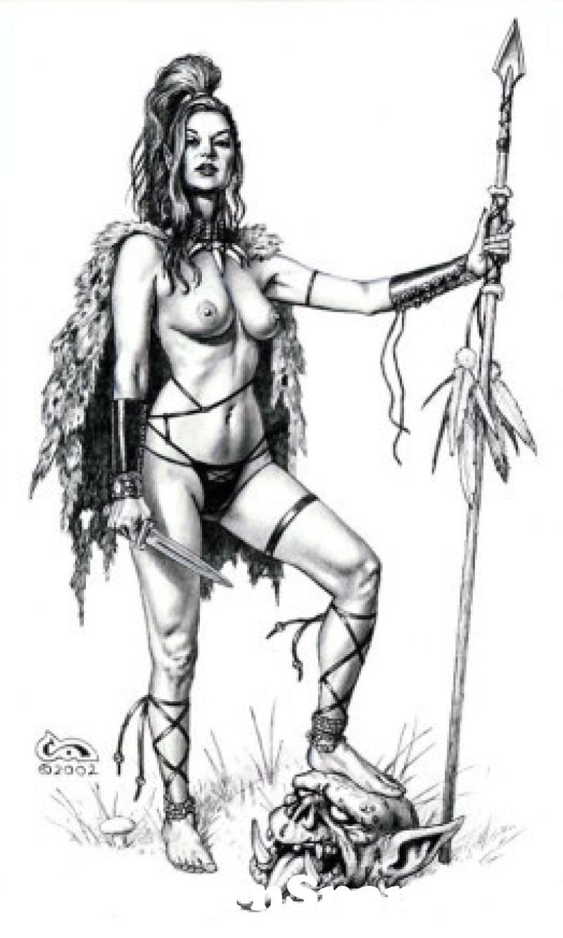 Figure of naked women of warriors
