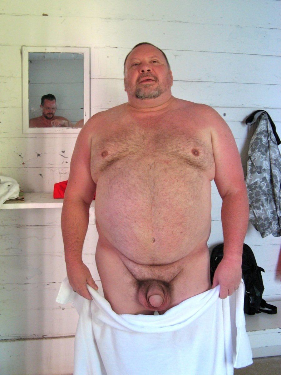 Fat grandfather without panties