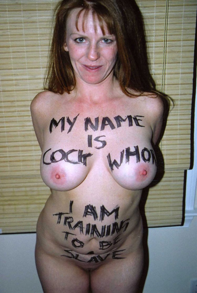 Humiliating inscriptions on naked