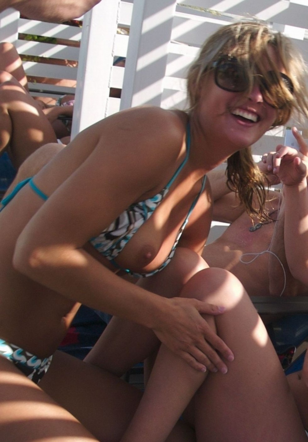 Accidentally lit up tits on the beach