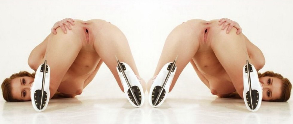 Naked skater without panties