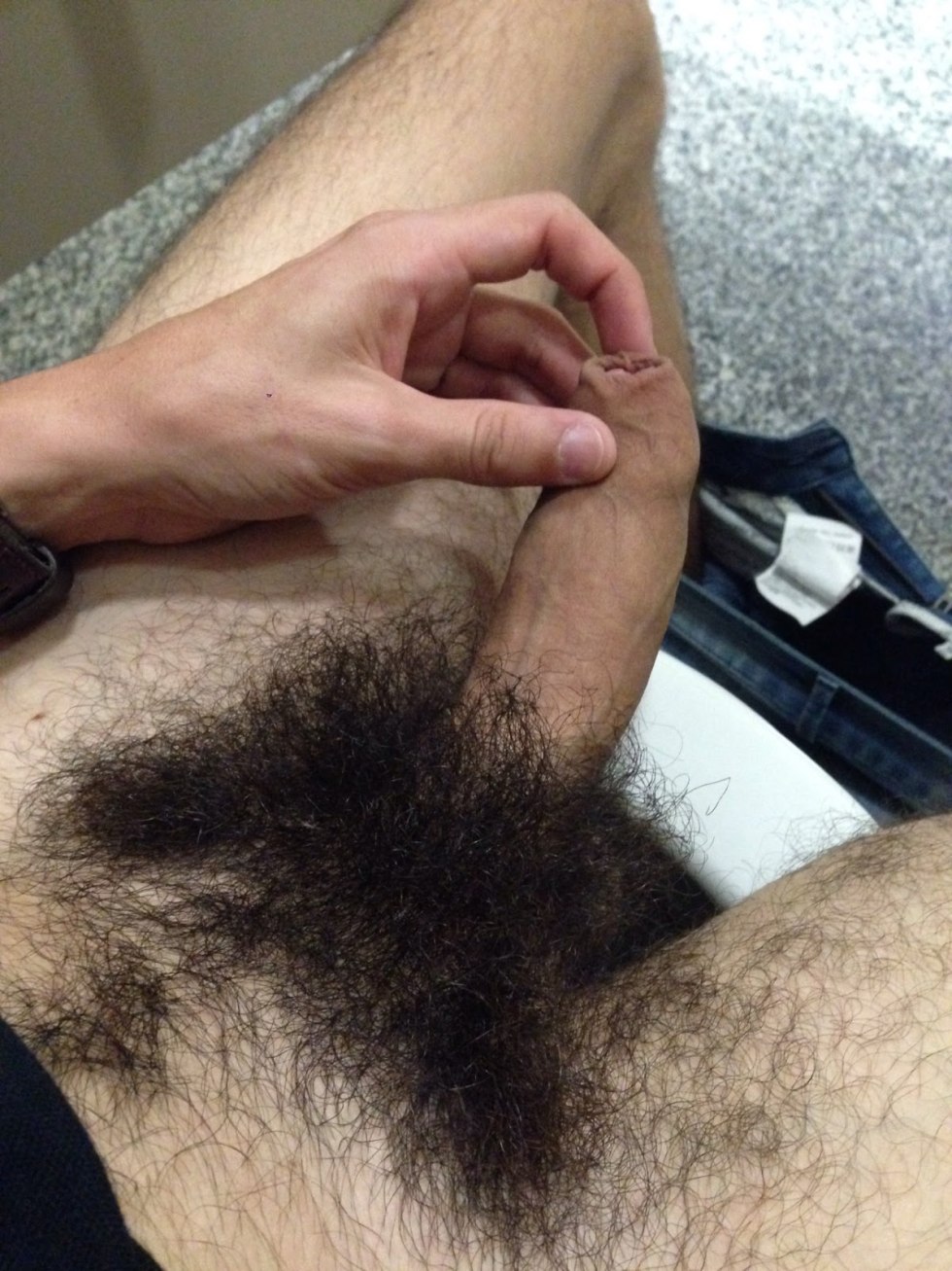 The hairy pubis of the boy