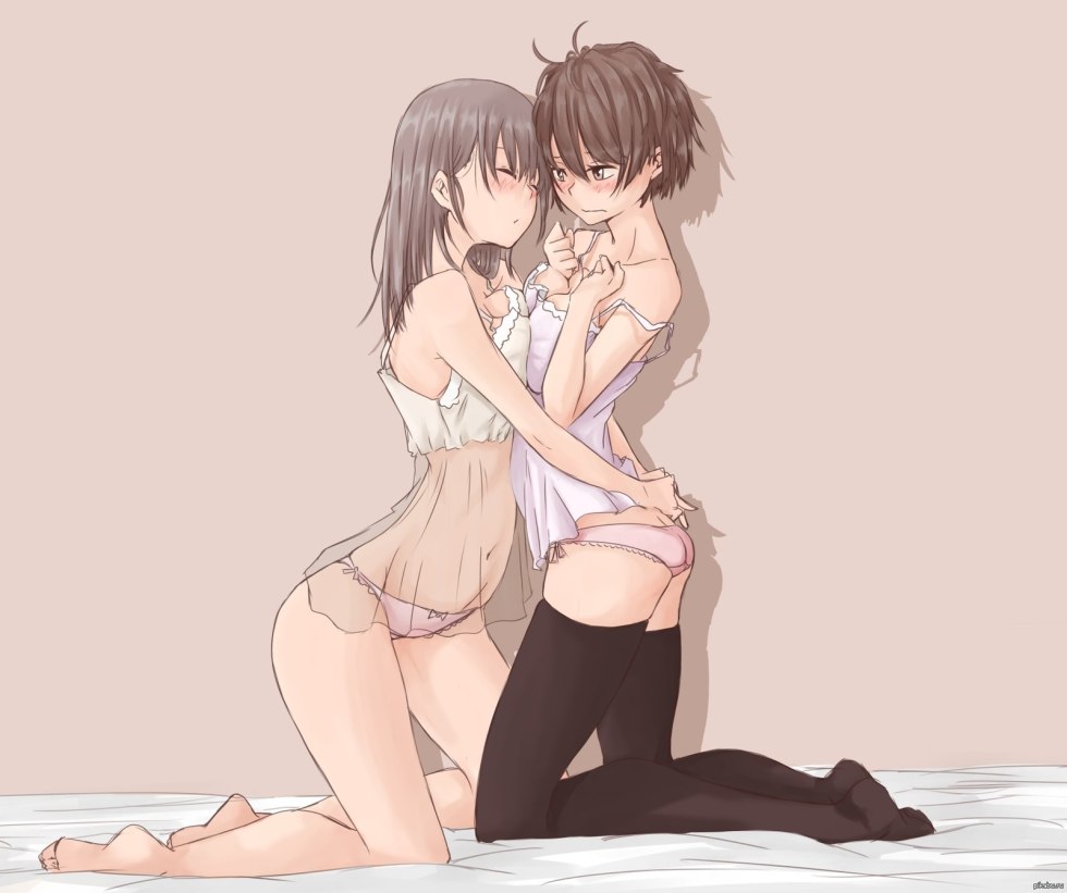 Lesbian anime in underwear