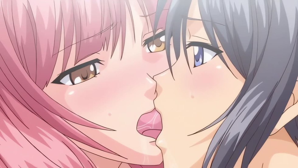 Hentai lesbian kiss with tongue