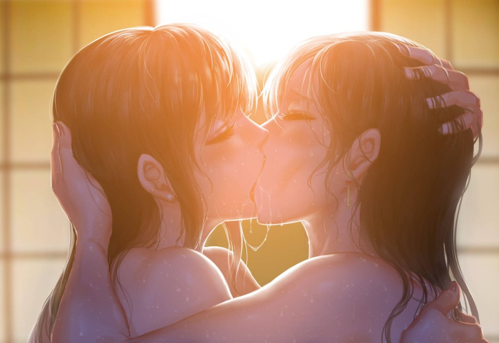 Anime hentai lesbian kisses