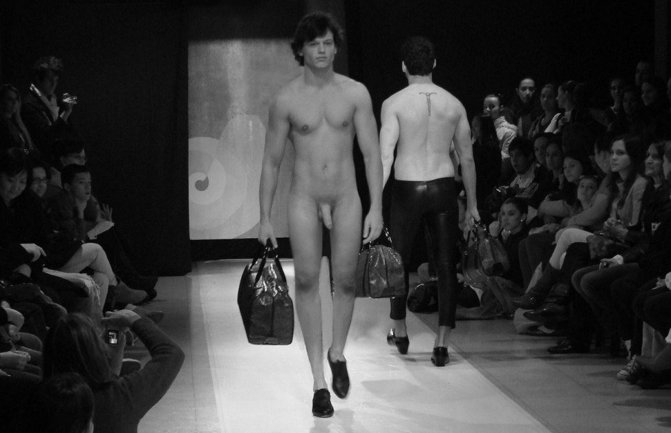 Naked men on the catwalk