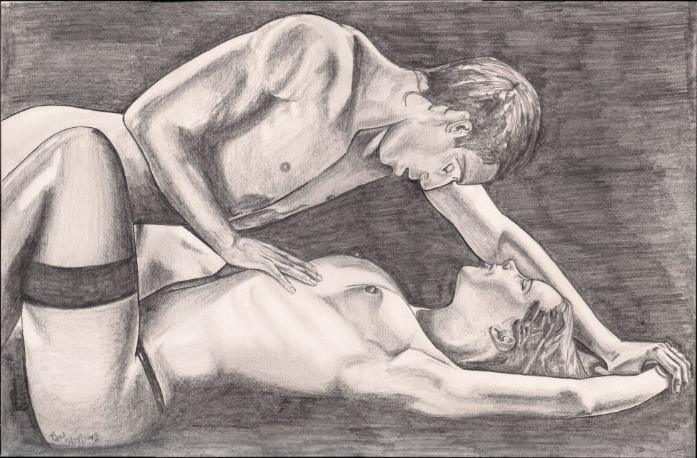 Pornographic painting with a pencil