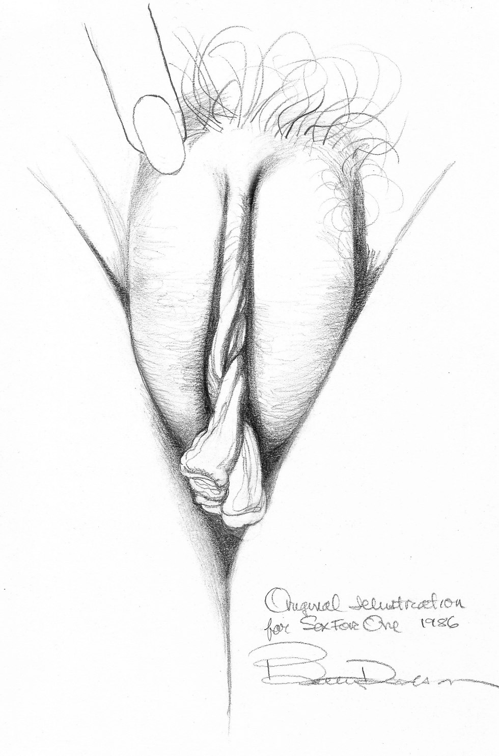 Vagina painted with a pencil