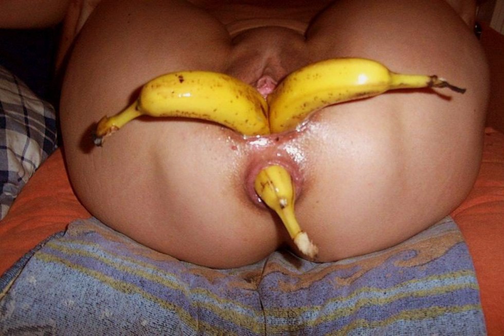 Banana in the ass of a woman