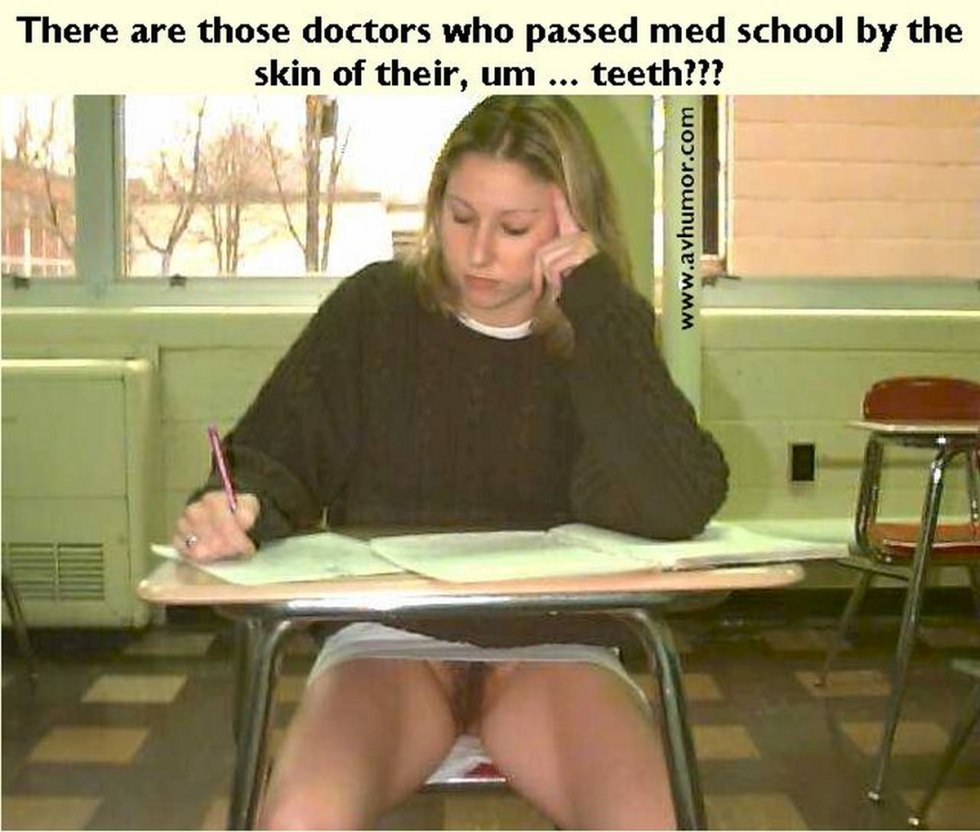 Showed pussy under the desk