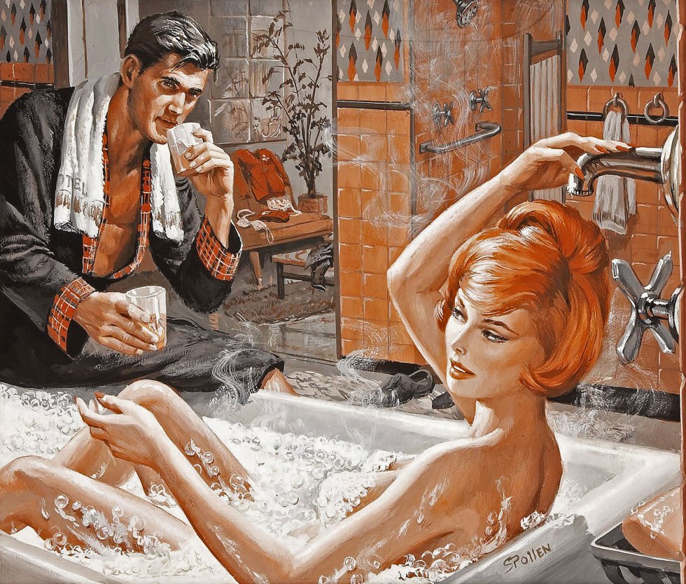 Painting girl in the bathroom