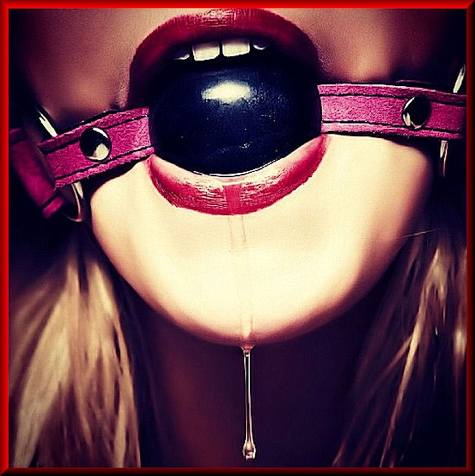Girl with a gag expander