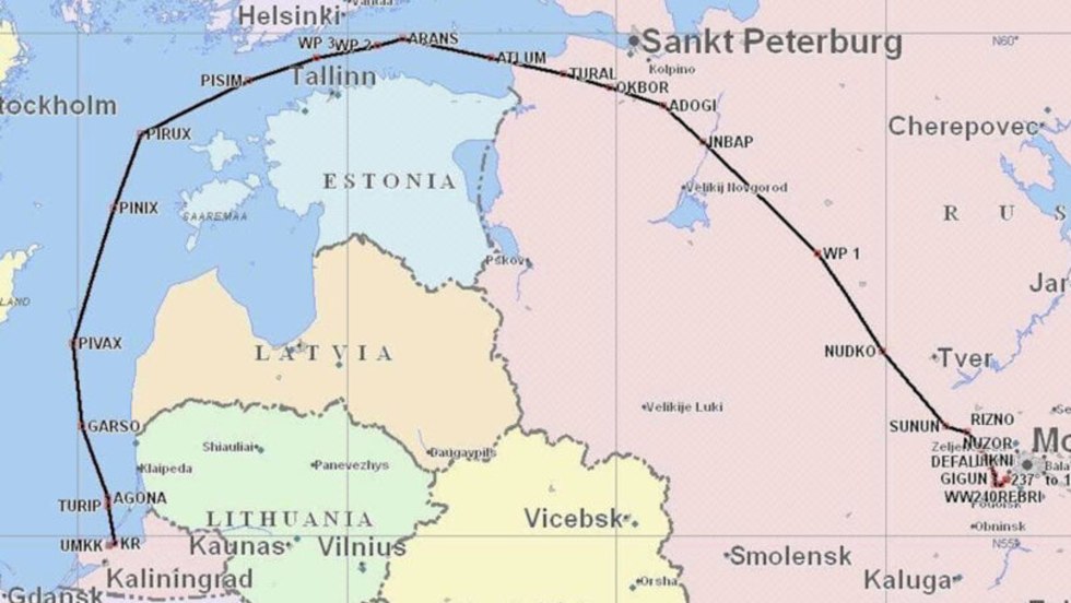 Moscow Kaliningrad aircraft route