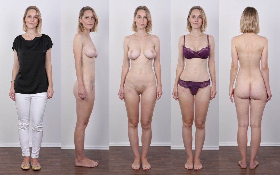 The girl undresses at the casting