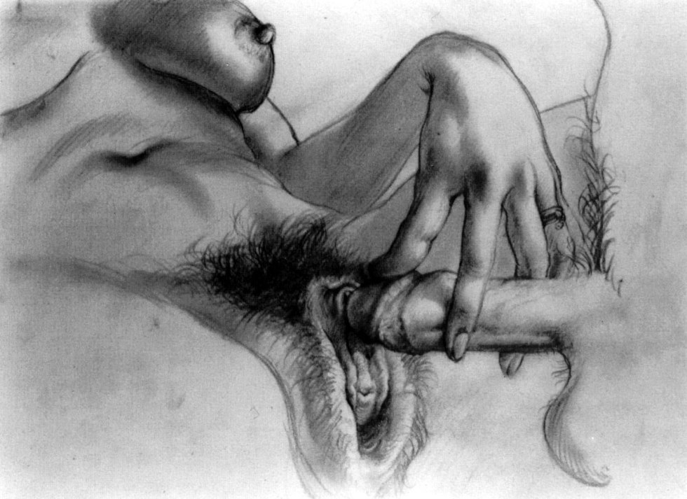 Pornographic painting with a pencil