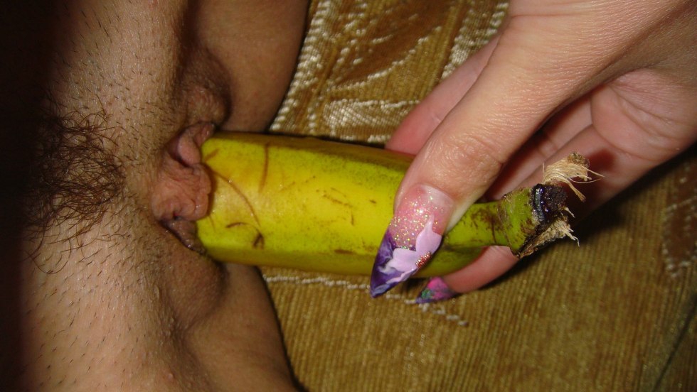 Masturbation banana and cucumber