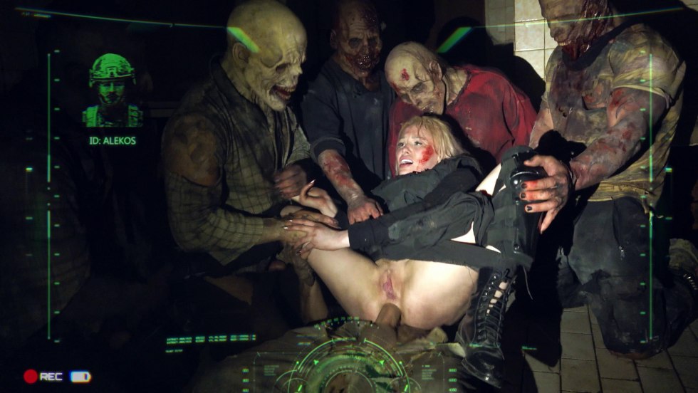 Tough gangbang with a zombie