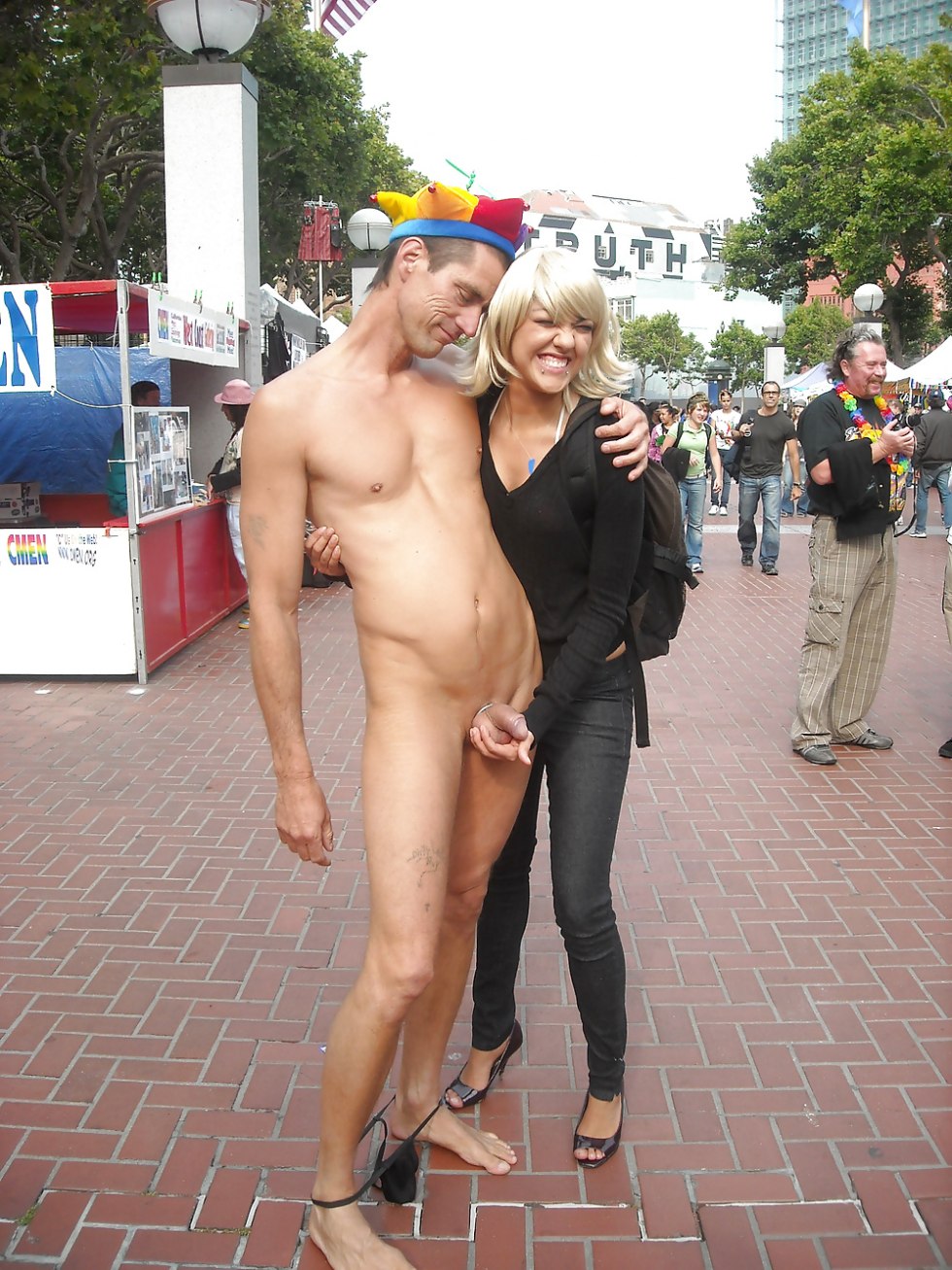 Naked women men in public