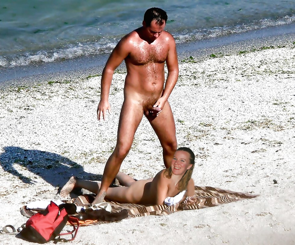 Naked men on a nudist beach