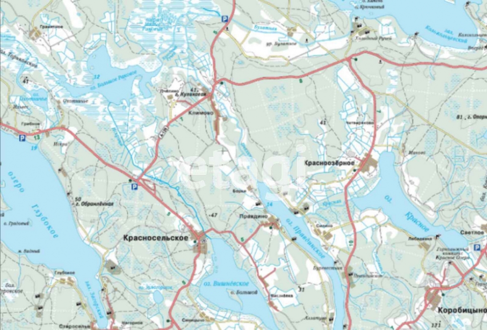 Map of the Priozersky district of Len. Oblast