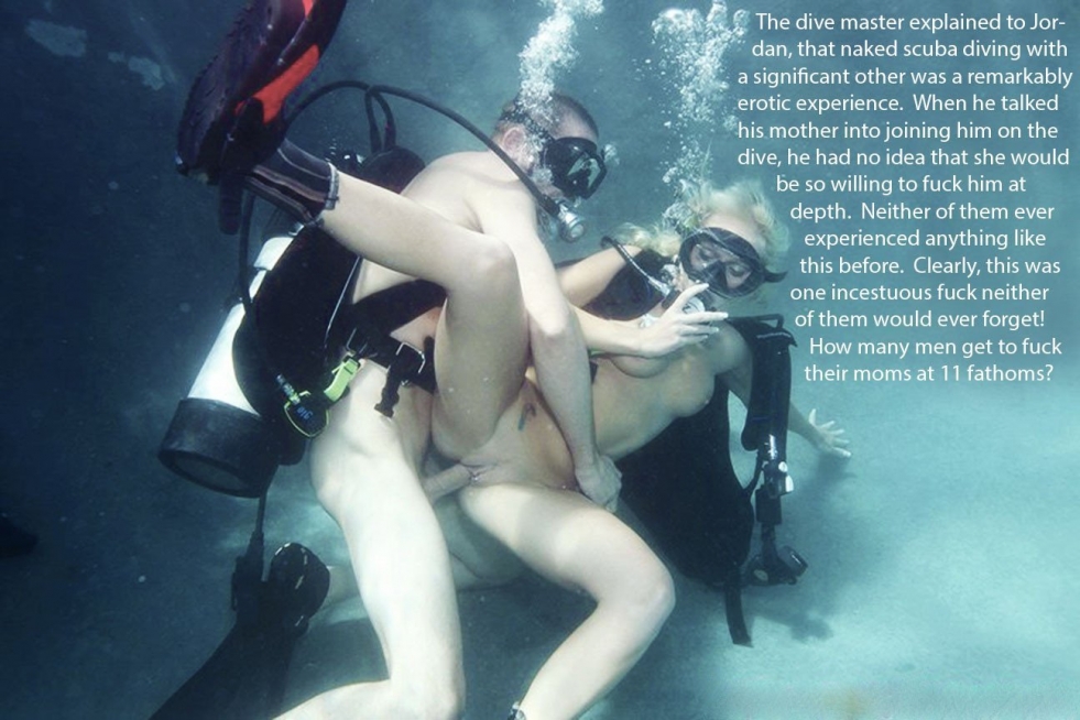 Naked with scuba under water