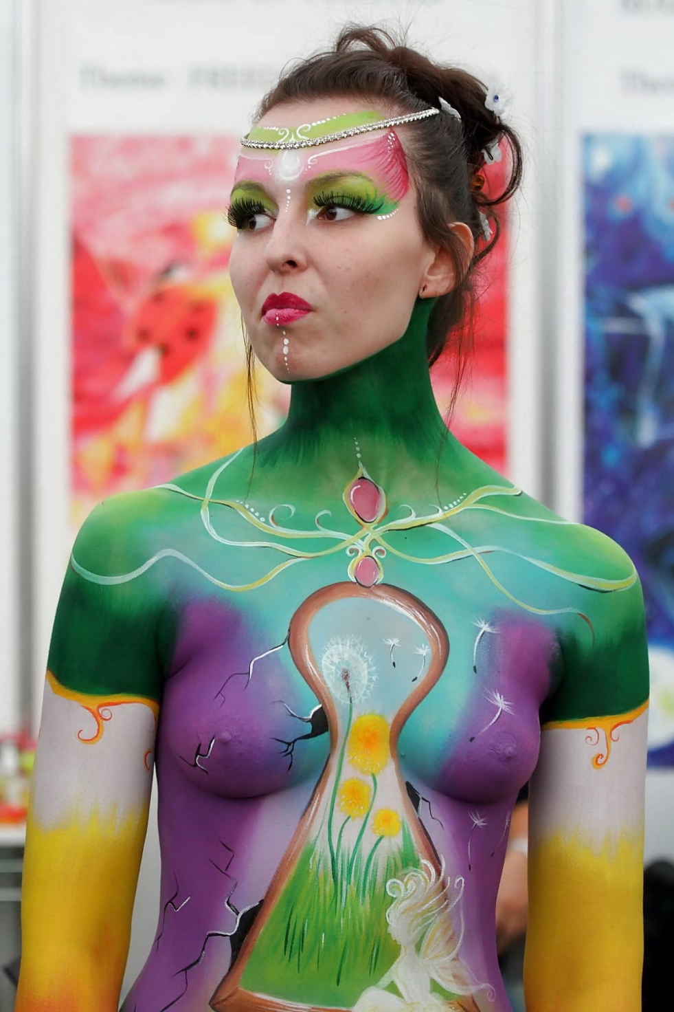 Bodyhouse on a bare body on the street