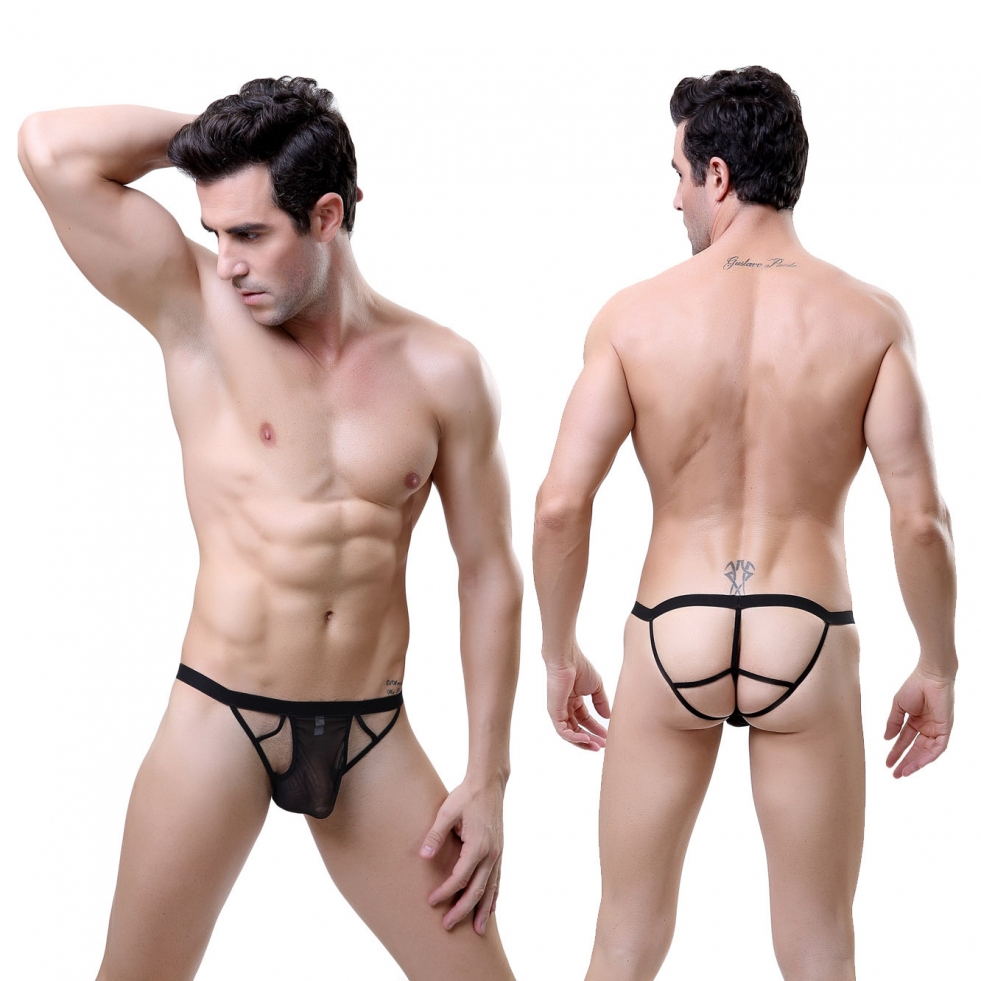 Naked guys in transparent shorts