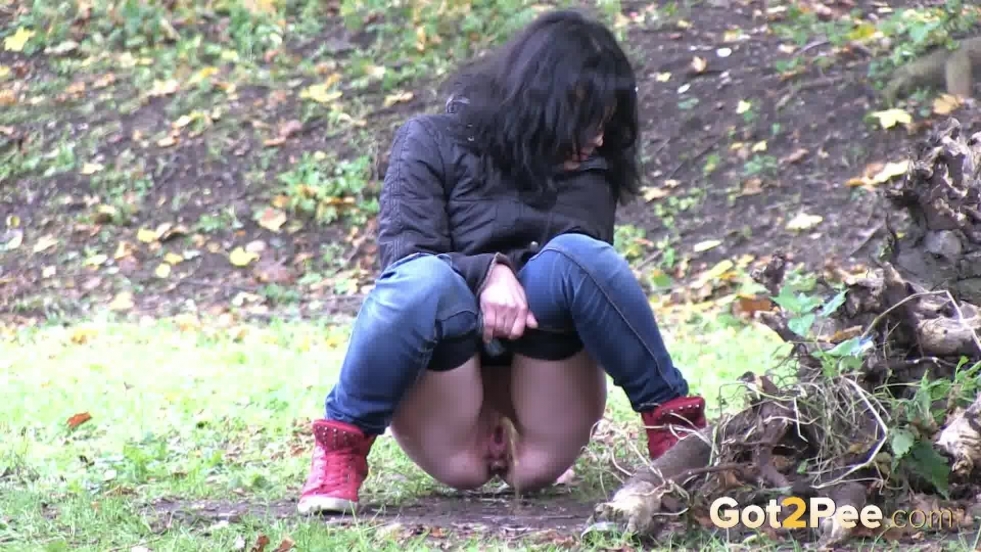 Beautiful pissing in the forest