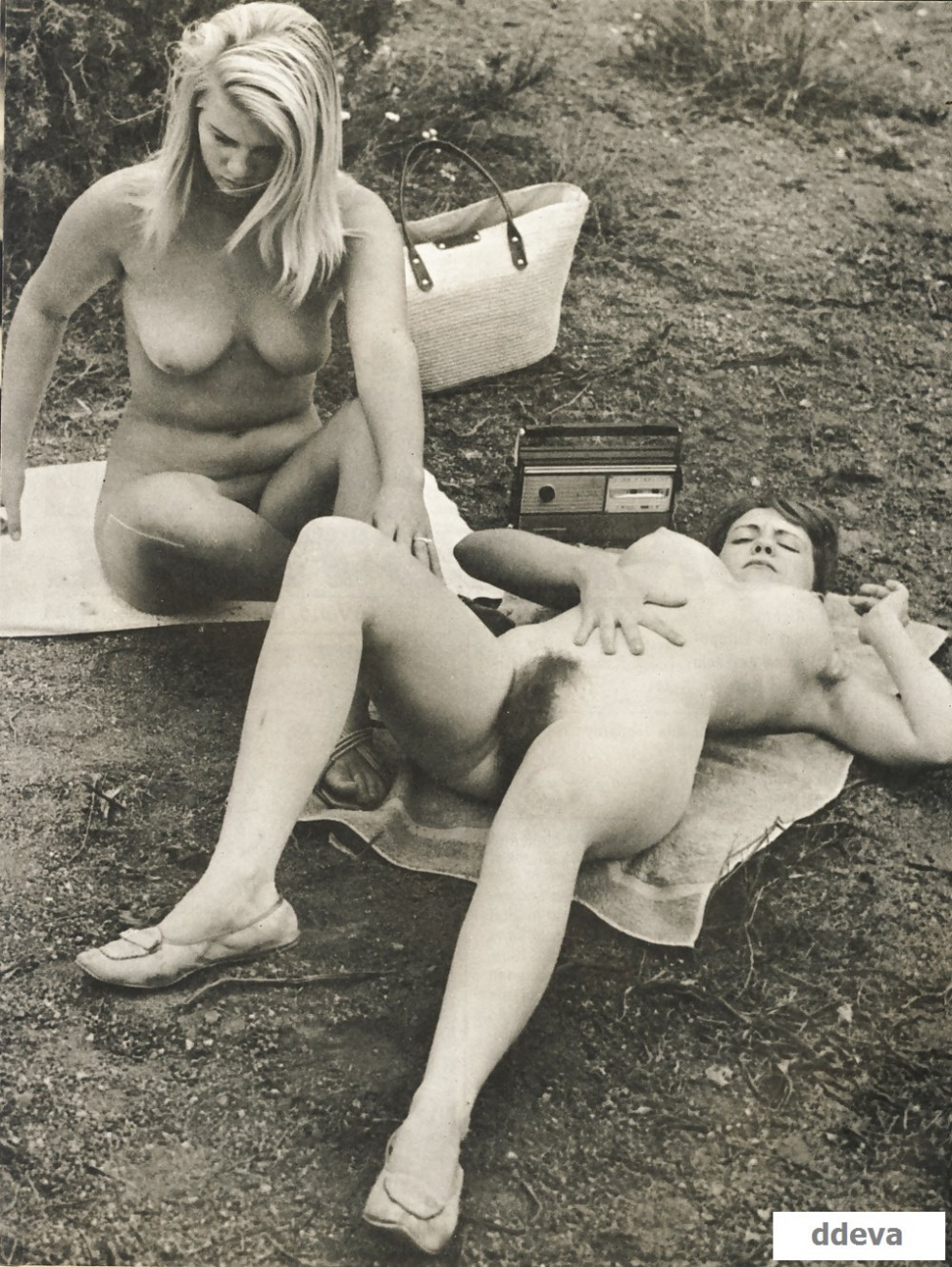 Retro pornography on the beach