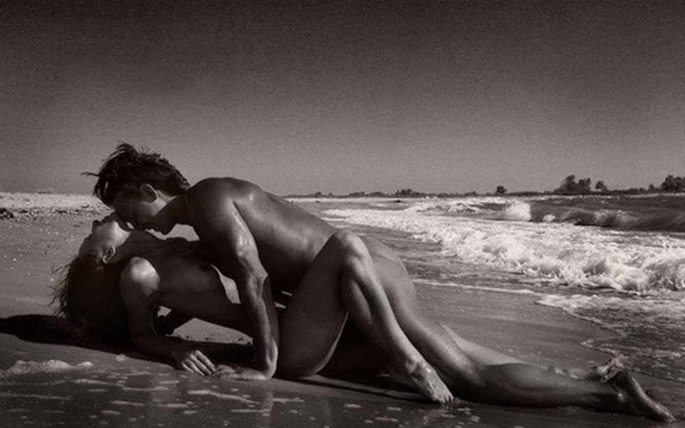 Erotic couple on the beach