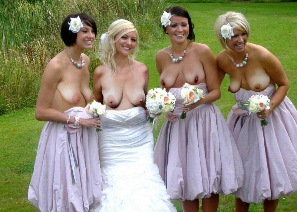 Naked brides in front of marriage at night
