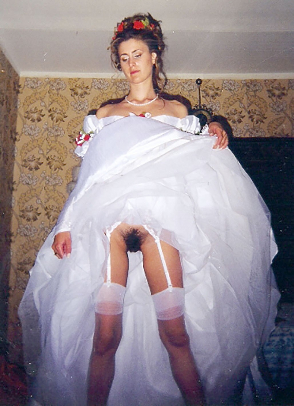 Naked without panties in wedding dresses