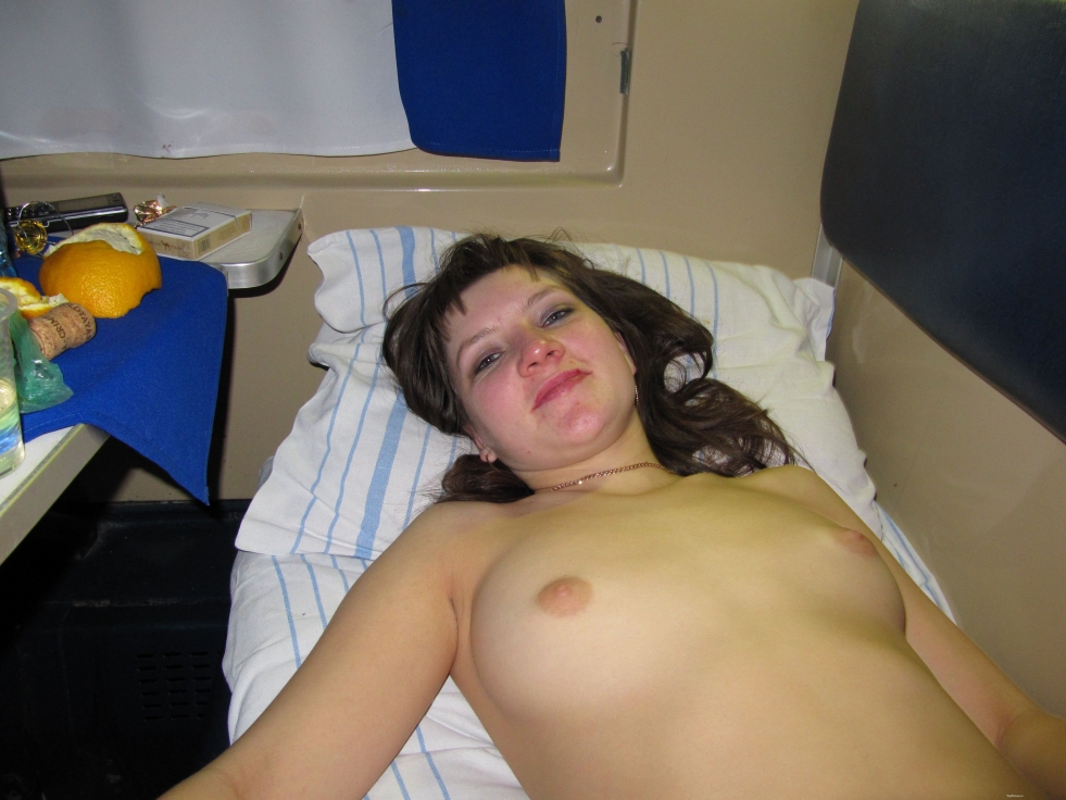 Bare mature women in the train