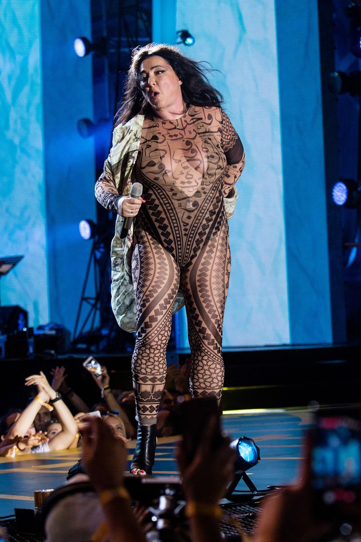 Lolita Milyavskaya in a jumpsuit