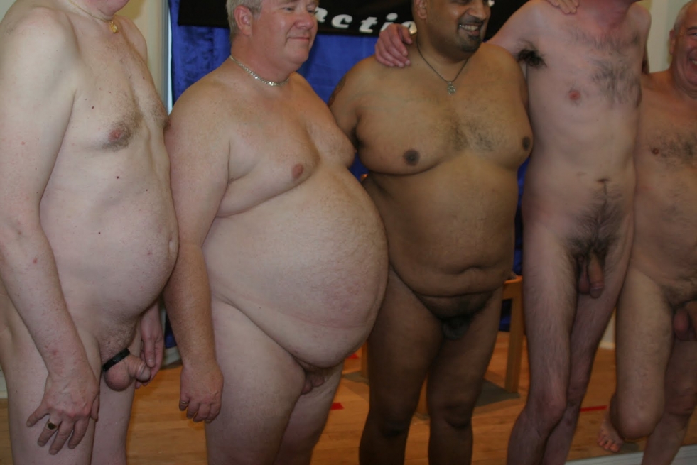 Naked fat men in the bath