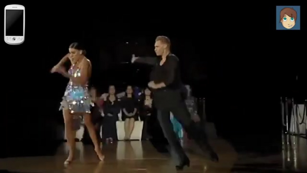 Girl in blue underwear dancing striptease