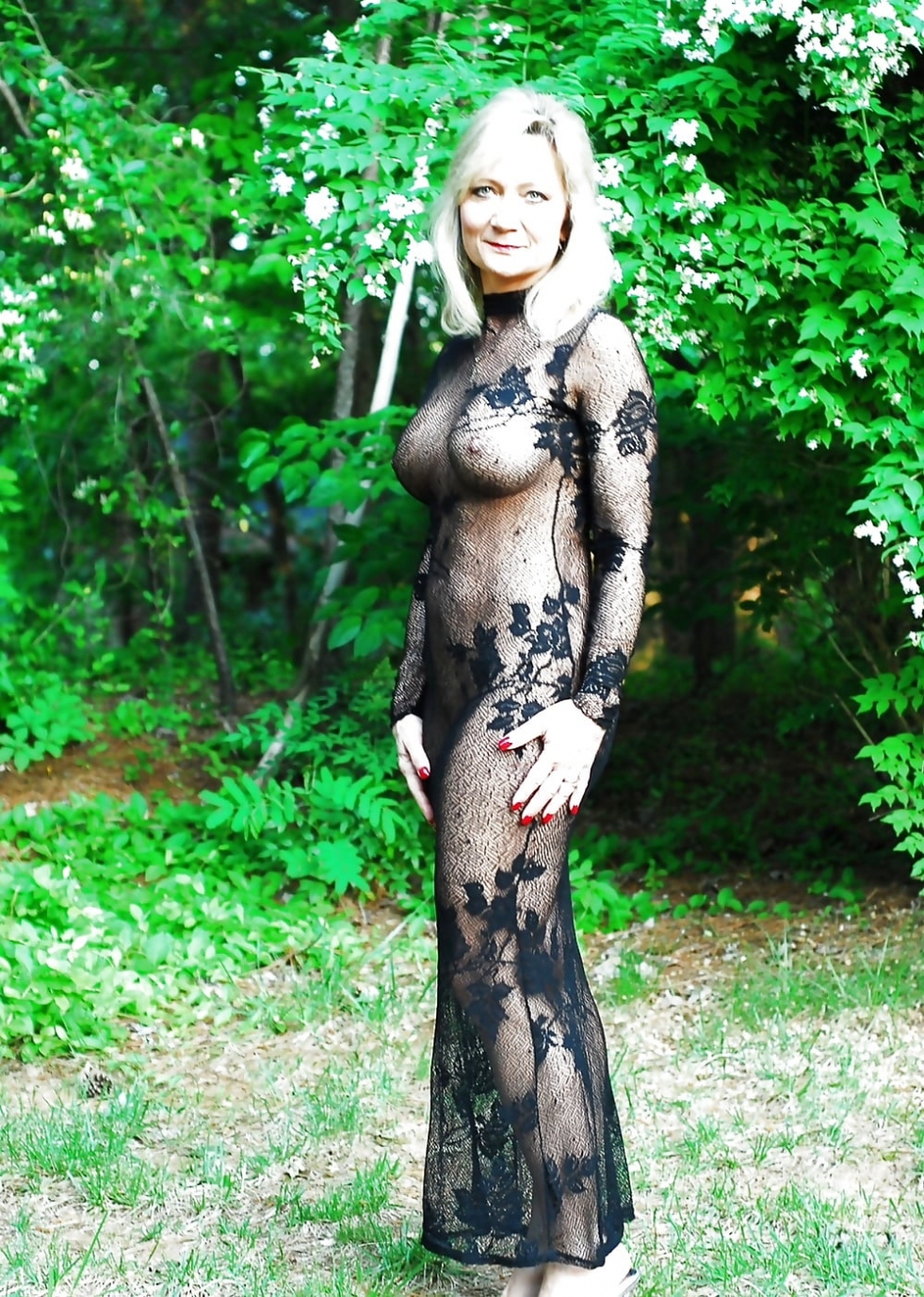 Big tits in transparent clothes on the street