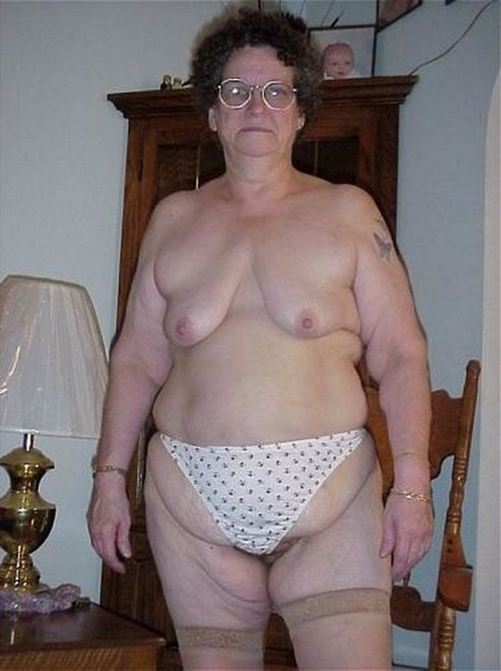 Naked older women in underwear