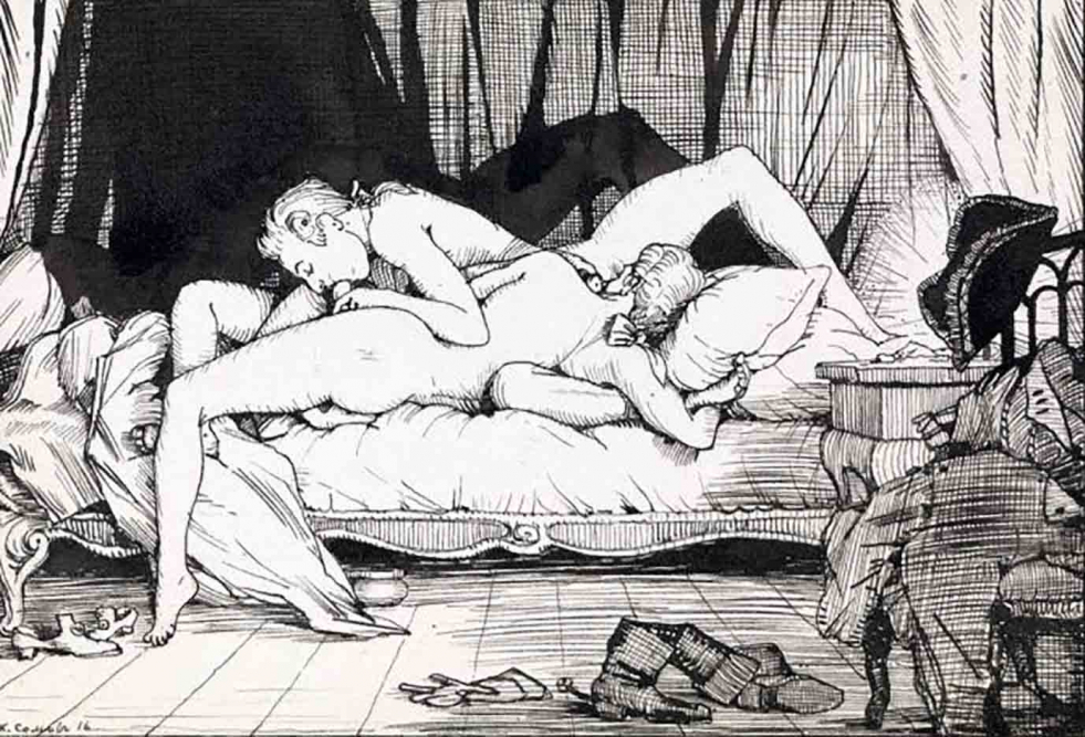 Erotic art engraving