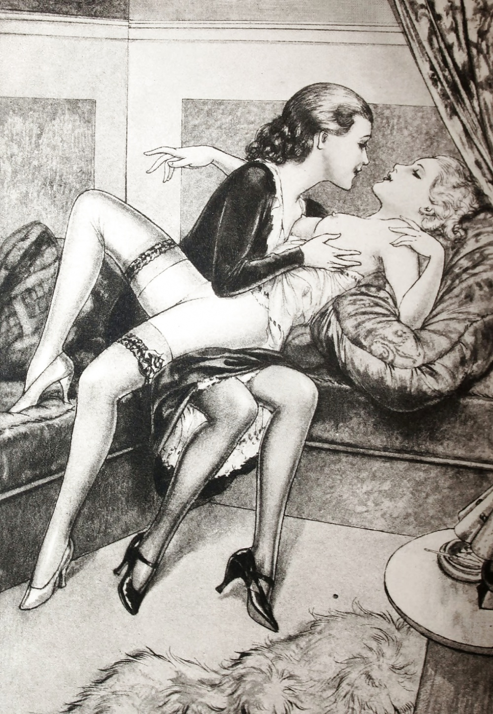 Illustration of lesbian retro