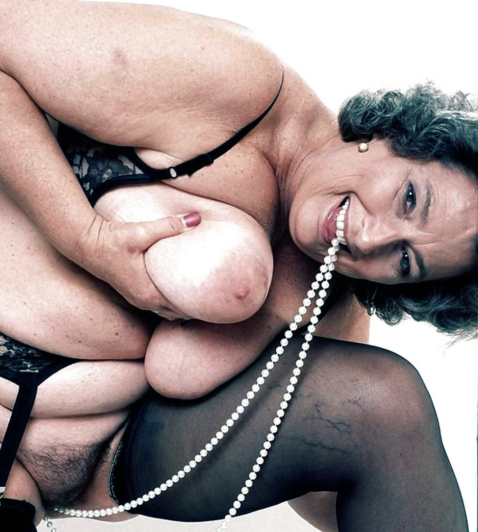 Naked mature women in transparent bathrobes