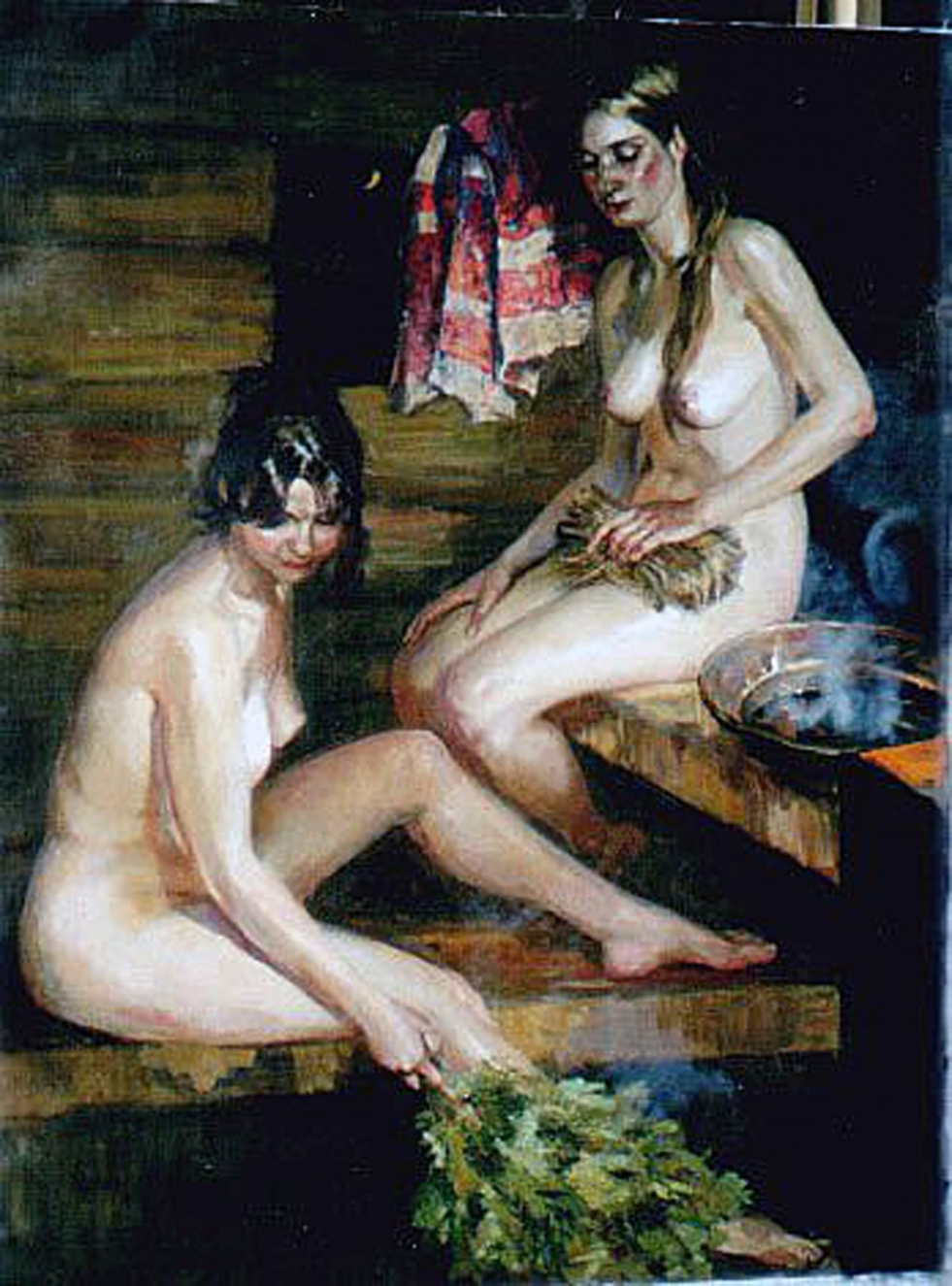Naked woman in the painting bath