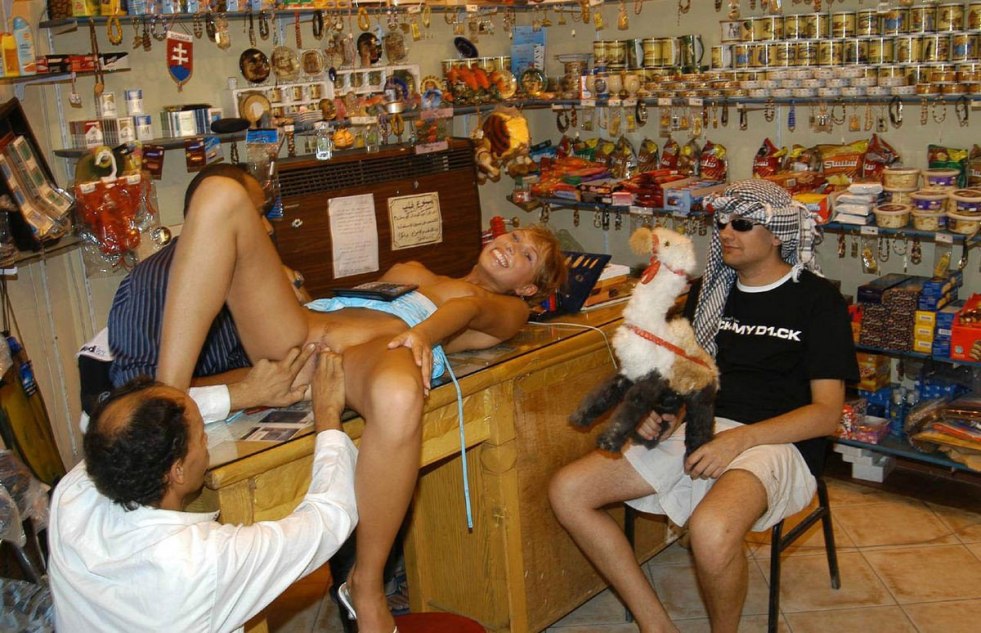 Nude in the store with Egyptian