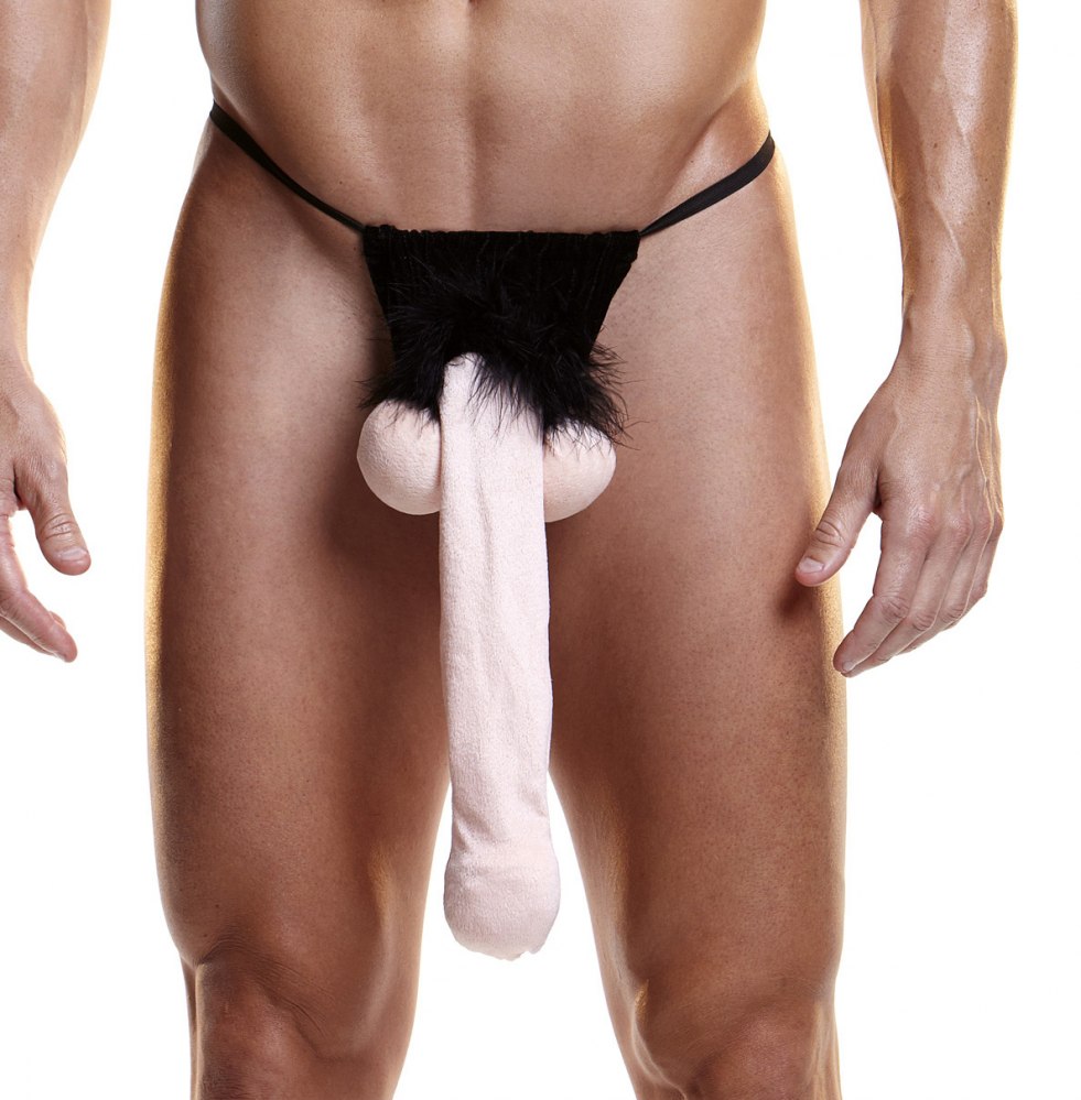 Women's thongs on a man