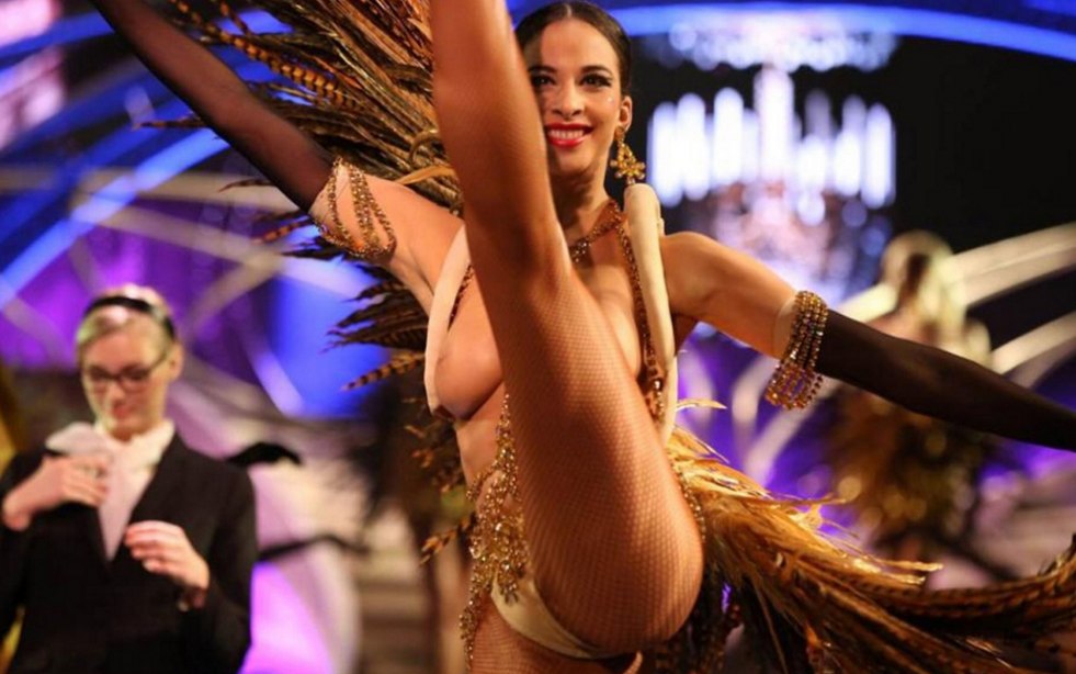 Girl without panties at a party